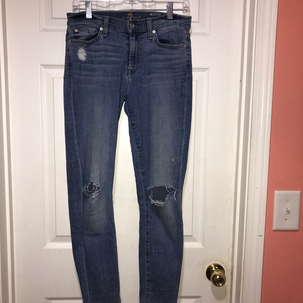 7 for All Mankind Distressed Skinny Jeans Size 27